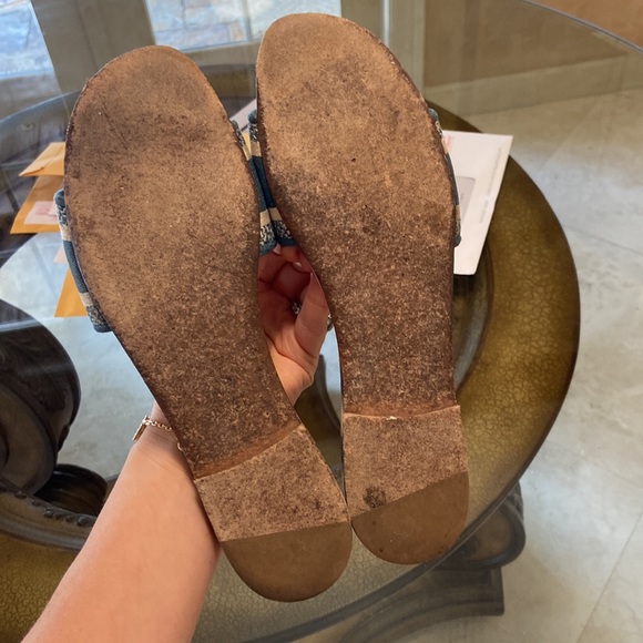 Dior DWAY SLIDE DEEP OCEAN BLUE D-STRIPES EMBROIDERED COTTON 42 - Picture 8 of 11